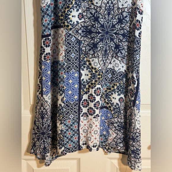 Cupio Sz M Button Down Dress Floral Patriotic July 4th Summer Sleeveless Holiday - Picture 8 of 10